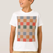 Blauw Beige Sinaasappel Bruin geruit Gingham Patro T-shirt (Voorkant)