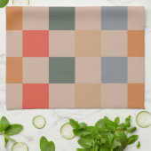 Blauw Beige Sinaasappel Bruin geruit Gingham Patro Theedoek (Gevouwen)