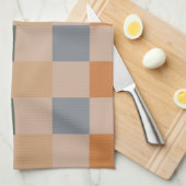 Blauw Beige Sinaasappel Bruin geruit Gingham Patro Theedoek (Quarter Fold)