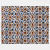 Blauw Beige Taupe Donkerbruine Tribe Art Fleece Deken (Voorkant (Horizontaal))