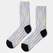 Blauw & Beige Zebra Streep Crew Socks – Leuke Dier Sokken (Links)