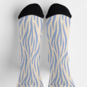 Blauw & Beige Zebra Streep Crew Socks – Leuke Dier Sokken (Top)