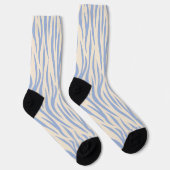 Blauw & Beige Zebra Streep Crew Socks – Leuke Dier Sokken (Rechts)