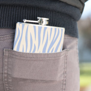Blauw & Beige Zebra Streep Fles – Stijlvol Dier Heupfles
