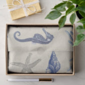  blauw beige zeeleven op Antiek papier (Geschenk)
