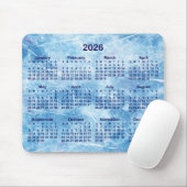 Blauw bekrast ijs 2026 kalender muismat (Met muis)