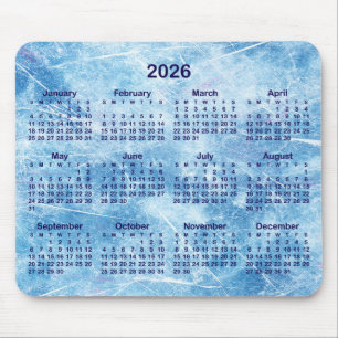 Blauw bekrast ijs 2026 kalender muismat