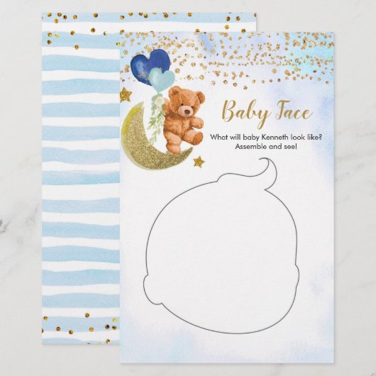 Blauw beren babyshower babyface (Voorkant / Achterkant)