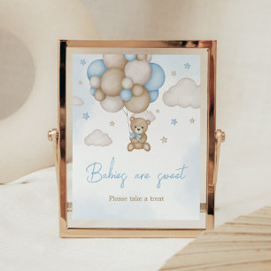 Blauw Beren ballon Baby shower Baby's zijn zoet Poster