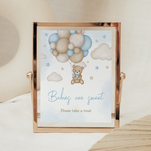Blauw Beren ballon Baby shower Baby's zijn zoet Poster