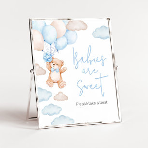 Blauw Beren ballon Baby shower Baby's zijn zoet Poster