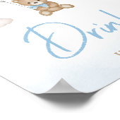Blauw Beren ballon Baby shower Drinken Poster (Hoek)