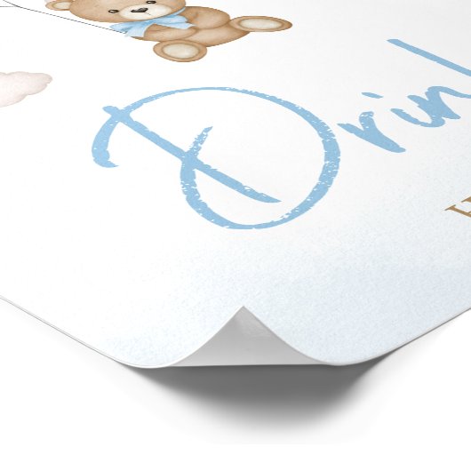 Blauw Beren ballon Baby shower Drinken Poster (Hoek)