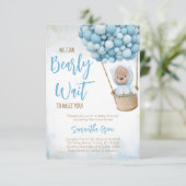 Blauw Beren ballon Baby shower Kaart (Staand voorkant)