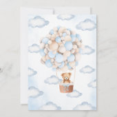 Blauw Beren ballon Baby shower Kaart (Achterkant)