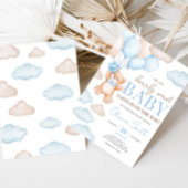 Blauw Beren ballon Baby shower Kaart