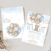 Blauw Beren ballon Baby shower Kaart