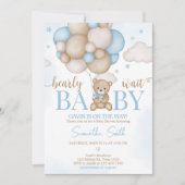 Blauw Beren ballon Baby shower Kaart (Voorkant)