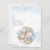 Blauw Beren ballon Baby shower Kaart (Achterkant)