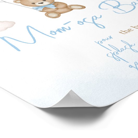 Blauw Beren ballon Baby shower Moeder Osa Bar Poster (Hoek)