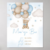 Blauw Beren ballon Baby shower Moeder Osa Bar Poster (Voorkant)