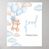 Blauw Beren ballon Baby shower voedsel Poster (Voorkant)