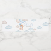 Blauw Beren ballon Baby shower Waterfles Etiket (Enkel label)