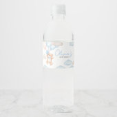 Blauw Beren ballon Baby shower Waterfles Etiket (Voorkant)