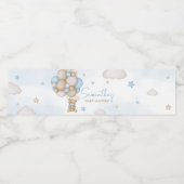 Blauw Beren ballon Baby shower Waterfles Etiket (Enkel label)