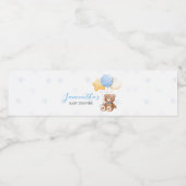Blauw Beren ballon Baby shower Waterfles Etiket (Enkel label)