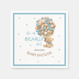 Blauw Beren ballonnen Baby Boy Shower Boho Servet
