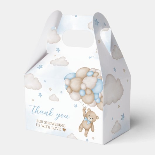 Blauw Beren ballonnen Baby shower Bedankdoosjes (Achterkant)