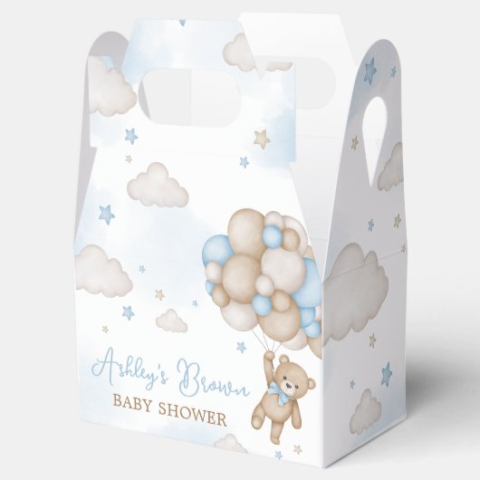 Blauw Beren ballonnen Baby shower Bedankdoosjes (Geopend)