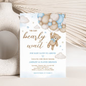 Blauw Beren ballonnen Baby shower Kaart