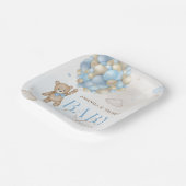 Blauw Beren ballonnen Baby shower Papieren Bordje (Gebogen)