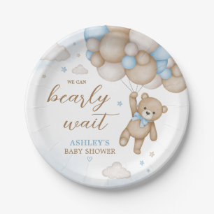 Blauw Beren ballonnen Baby shower Papieren Bordje
