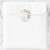 Blauw Beren ballonnen Baby shower Ronde Sticker (Tas)