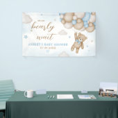 Blauw Beren ballonnen Baby shower Spandoek (Beurs)