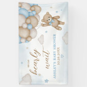 Blauw Beren ballonnen Baby shower Spandoek (Verticaal)