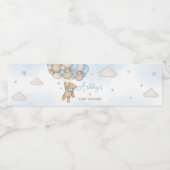 Blauw Beren ballonnen Baby shower Waterfles Etiket (Enkel label)