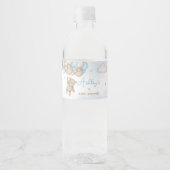 Blauw Beren ballonnen Baby shower Waterfles Etiket (Voorkant)