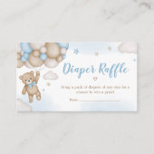 Blauw Beren ballonnen Baby showers luier Raffle Informatiekaartje (Voorkant)