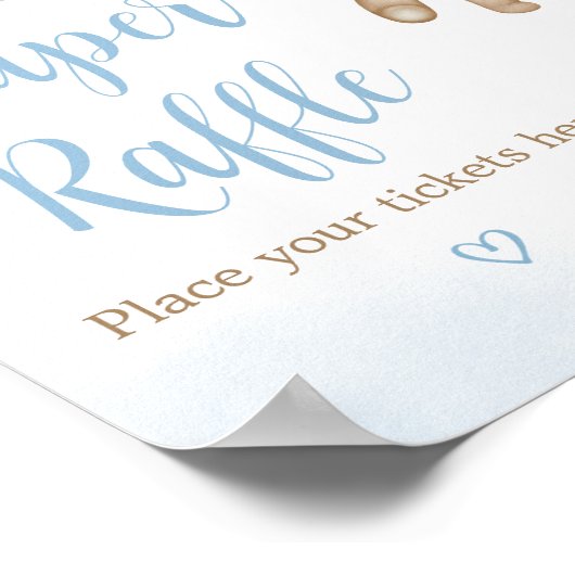 Blauw Beren ballonnen Baby showers luier Raffle Poster (Hoek)