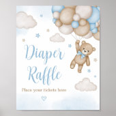 Blauw Beren ballonnen Baby showers luier Raffle Poster (Voorkant)