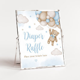 Blauw Beren ballonnen Baby showers luier Raffle Poster