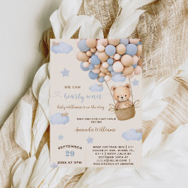Blauw Beren ballonnen Barly Wait Baby Boy Shower Kaart