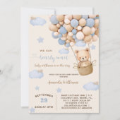Blauw Beren ballonnen Barly Wait Baby Boy Shower Kaart (Voorkant)