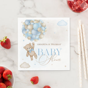 Blauw beren jongen baby shower servet
