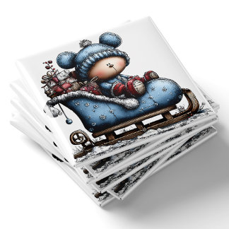 Blauw beren-sinterklaas-slee Christmas-magneet Magneet