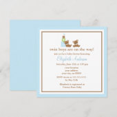 Blauw Beren Twins Baby shower Kaart (Voorkant / Achterkant)